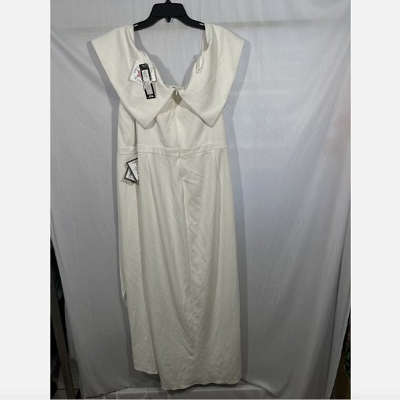 NWD DEFECT $250 Xscape Off the Shoulder Surplice Gown White [ SZ 20W PLUS ] Q451 - Picture 8 of 16